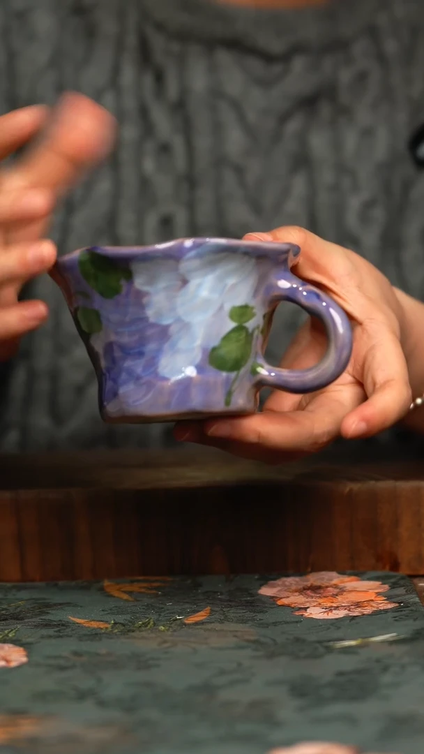 杯釉下彩手工手绘同款陶器