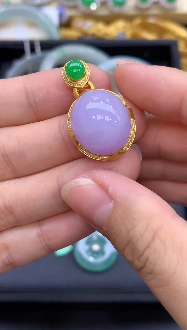 颈饰18K金镶嵌翡翠519-中国好珍宝