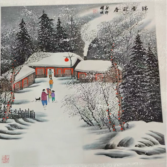 10.22余耀斌手绘斗方花鸟-雪景系列（随机发货）