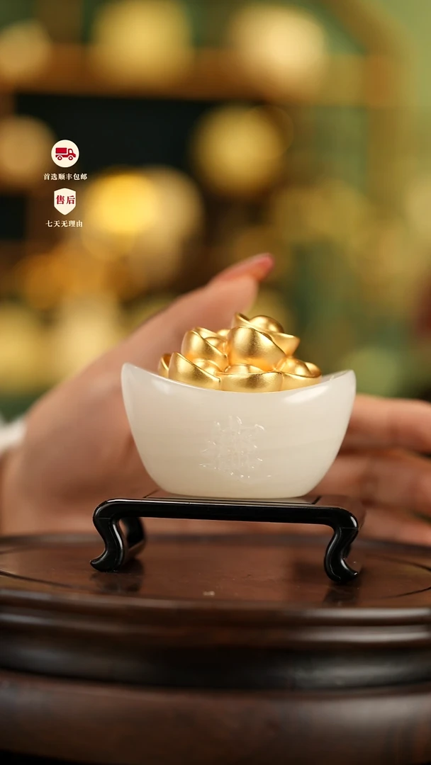 云南石荔枝白雕刻：聚宝盆摆件