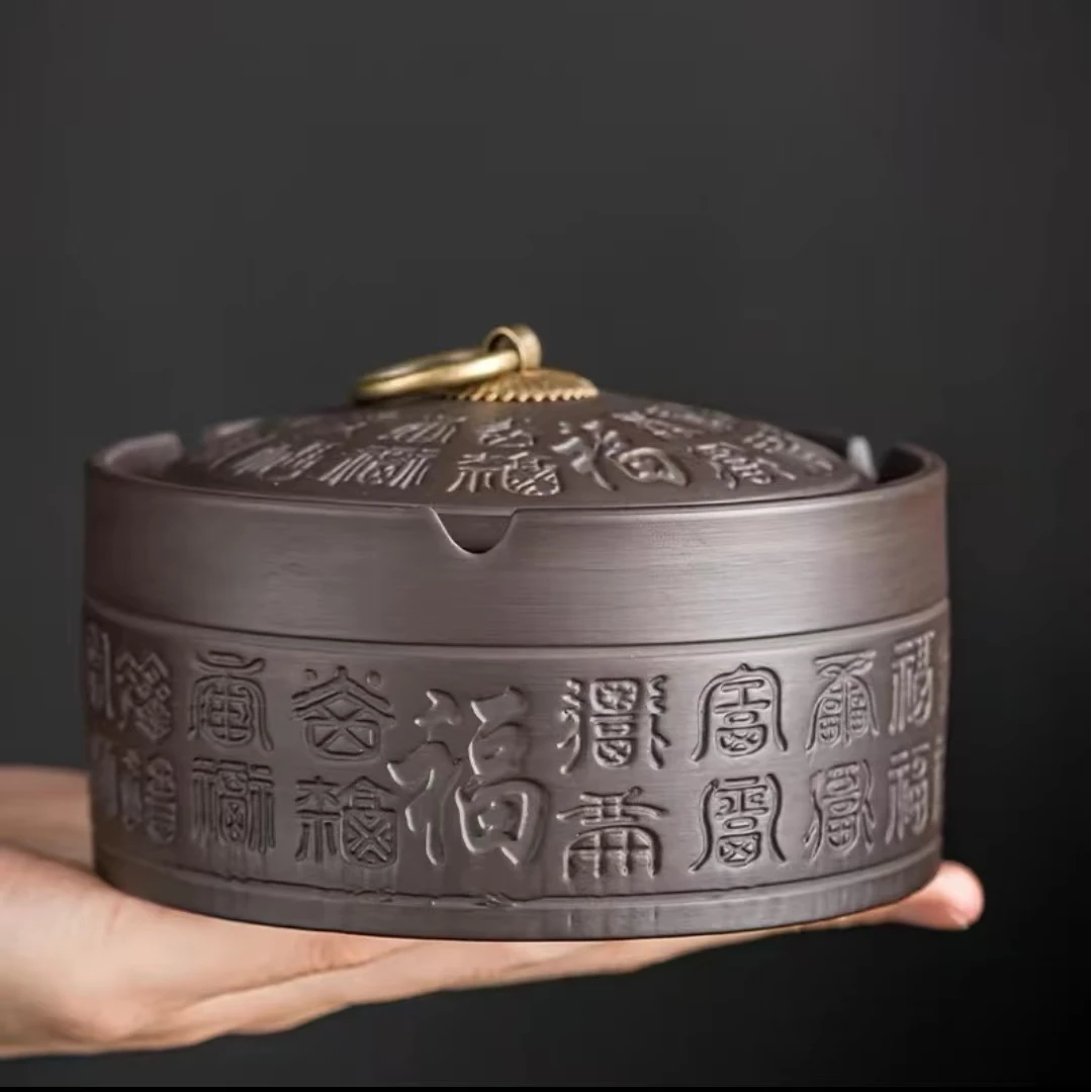 F28-百福紫砂烟灰缸（众）