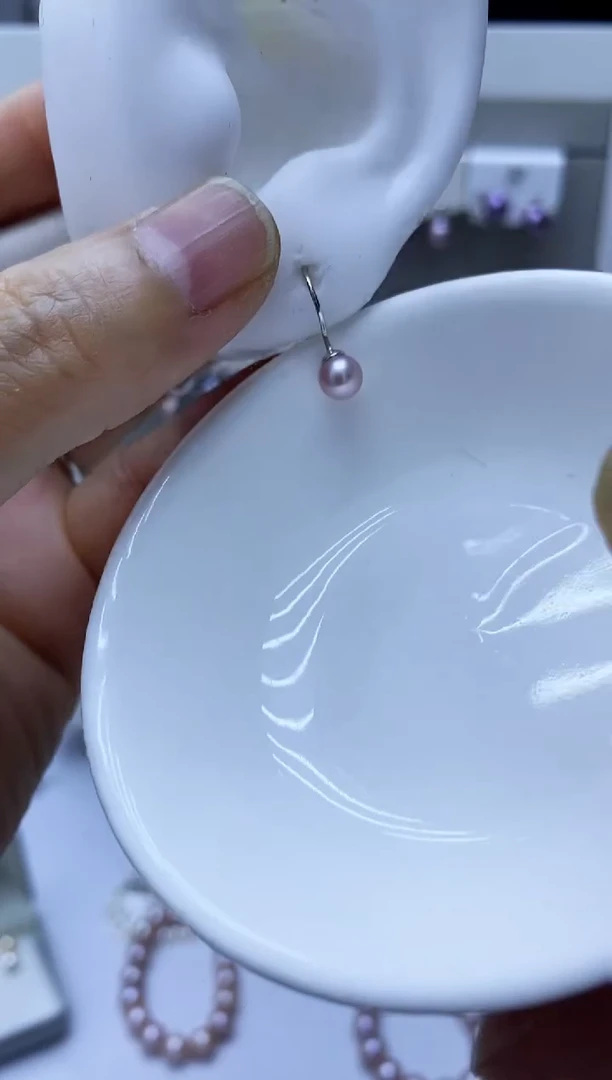 银S925镶嵌淡水珍珠耳饰170