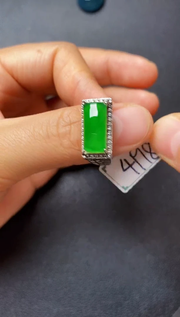 银S925镶嵌戒指翡翠2222