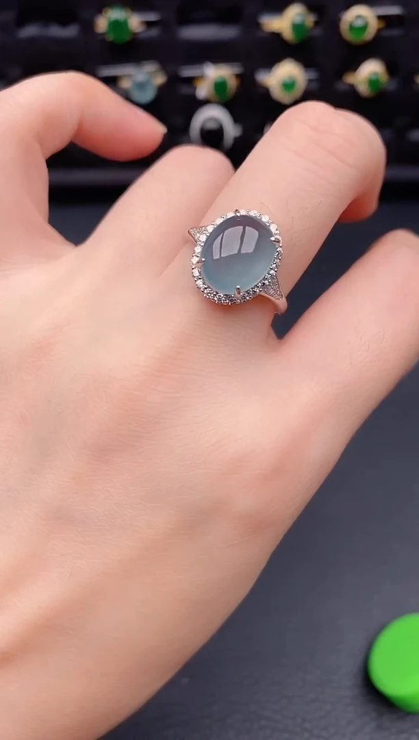 银S925镶嵌戒指翡翠天然a货翡翠270