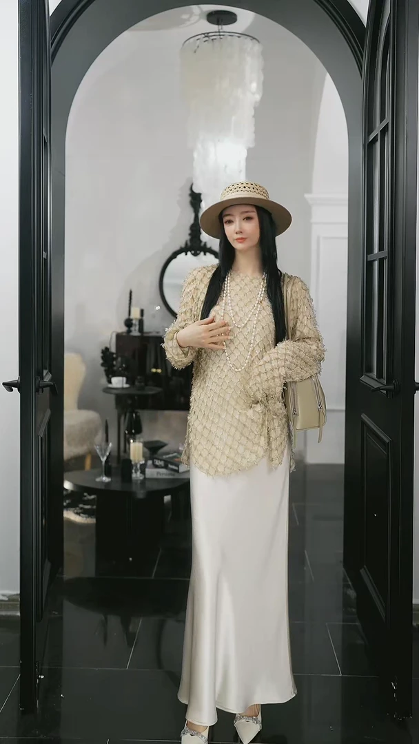 LUMI【LORD&VERA精选】轻奢重工醋酸显瘦气质法式时尚粉色半裙