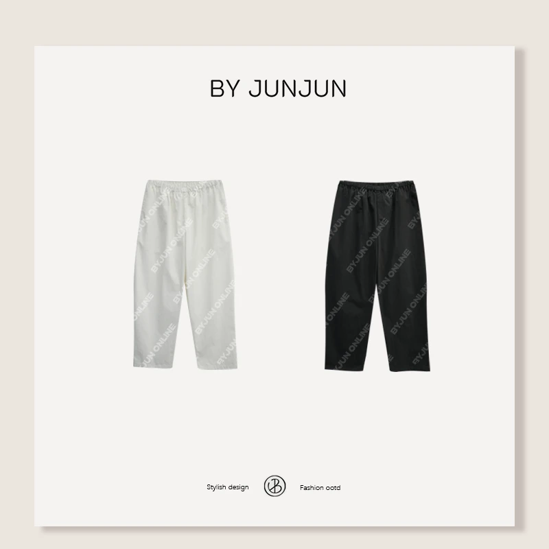 ByJunjun【人手一件】定制料为弯刀七分布裤韩版休闲裤C25K11042