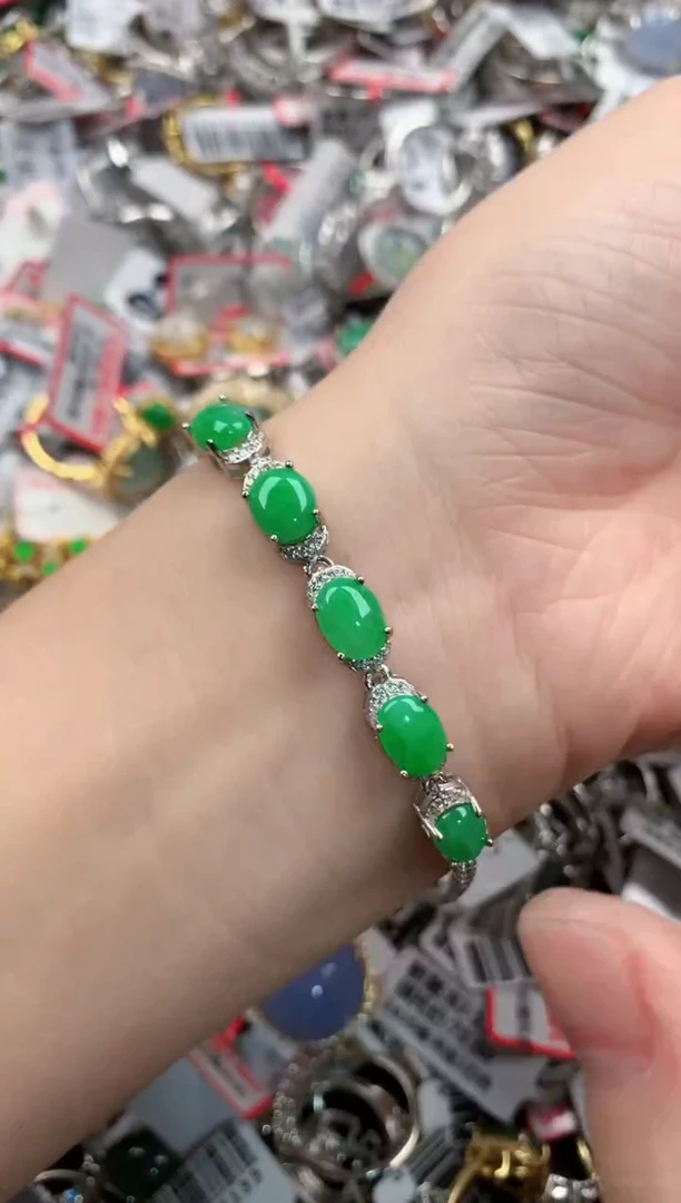 银S925镶嵌戒指翡翠77777     5