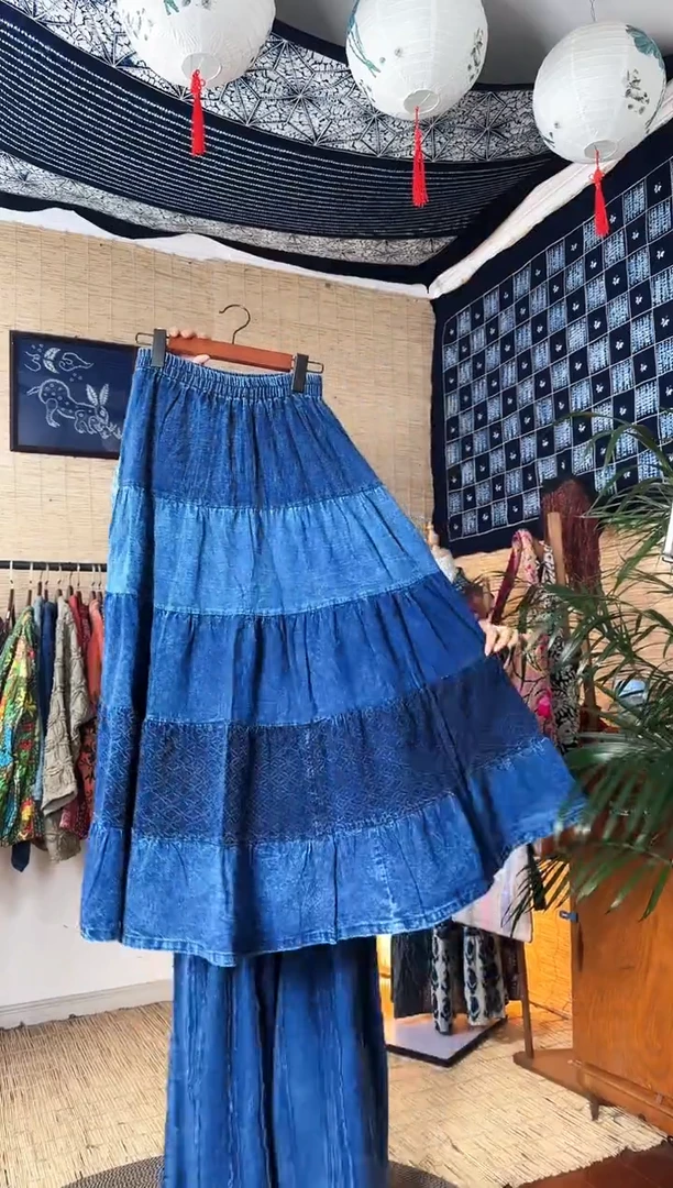 【闪购商品】设计师款蓝染裙子