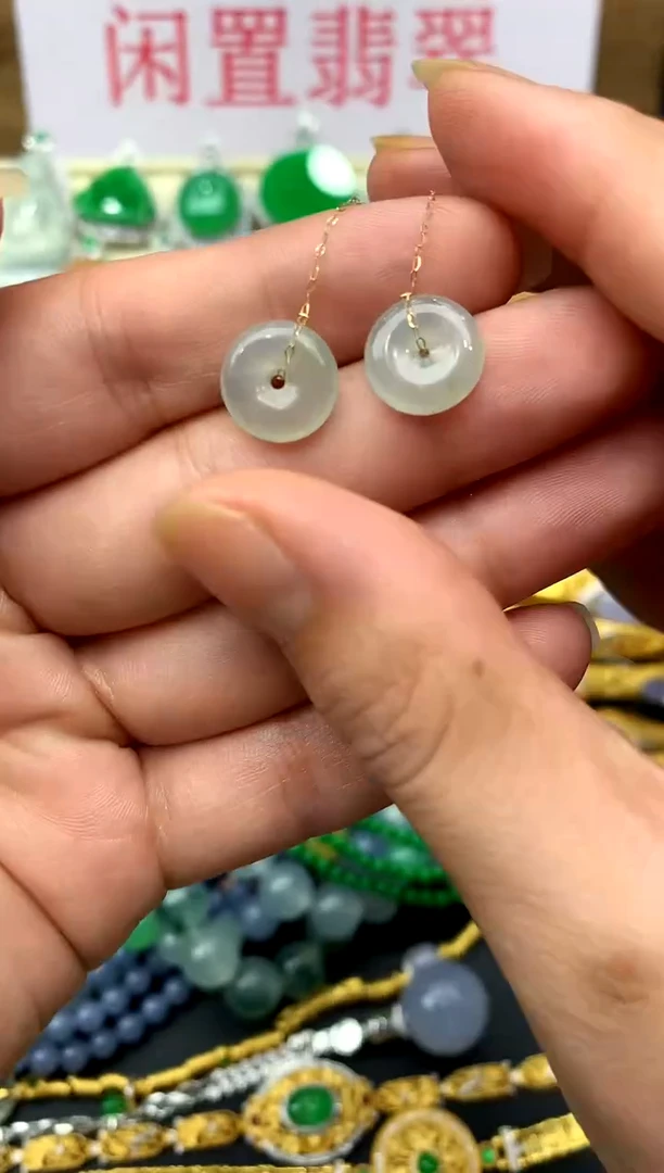 翡翠18K金镶嵌耳饰32-中国好珍宝