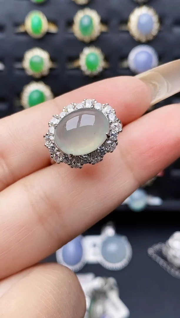 银S925镶嵌戒指翡翠0137