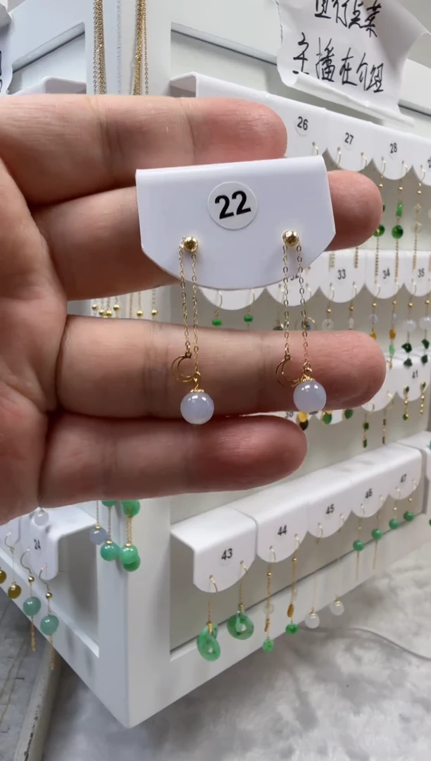 18K金镶嵌翡翠耳饰缅甸天然A货翡翠