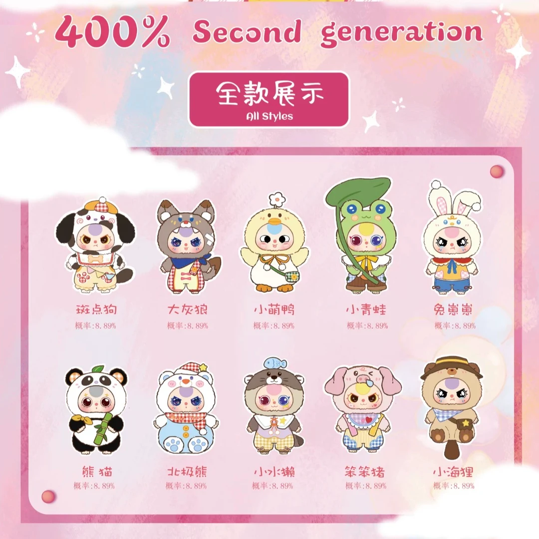 【拆盒】娃三岁-400%二代系列毛绒系列盲盒