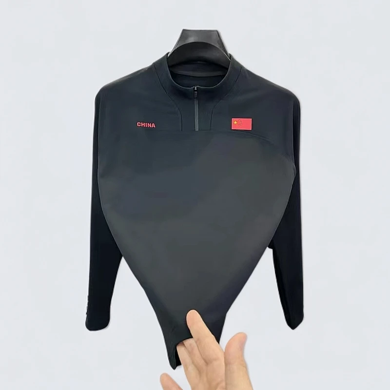 春季新款男士户外运动polo衫骑行时尚黑色半高领休闲打底内搭长袖