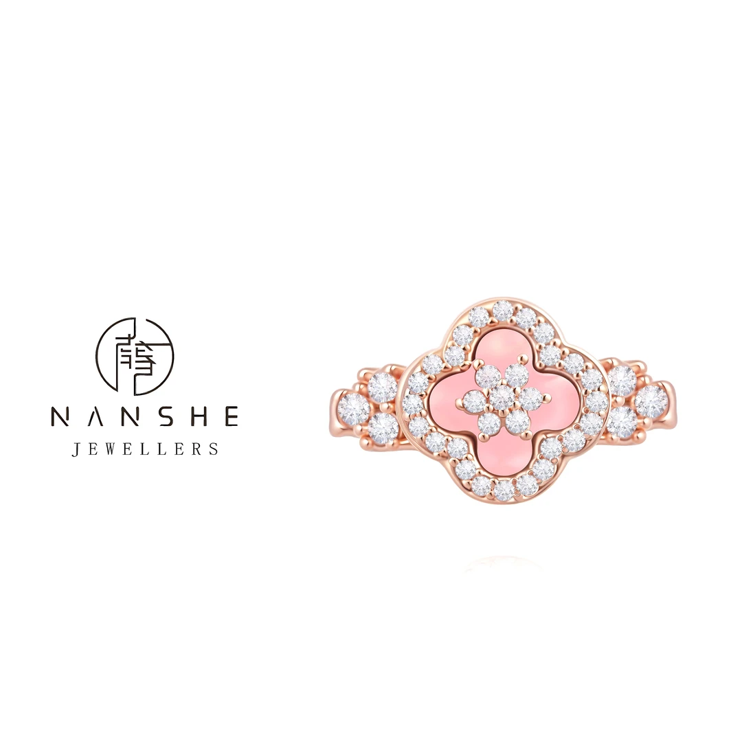NANSHE/南奢 粉色四花时尚戒指法式L1280