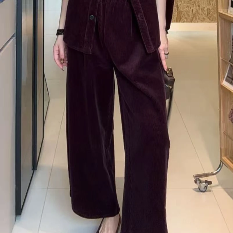 灯芯绒圆领夹克秋冬季宽松休闲裤子0875