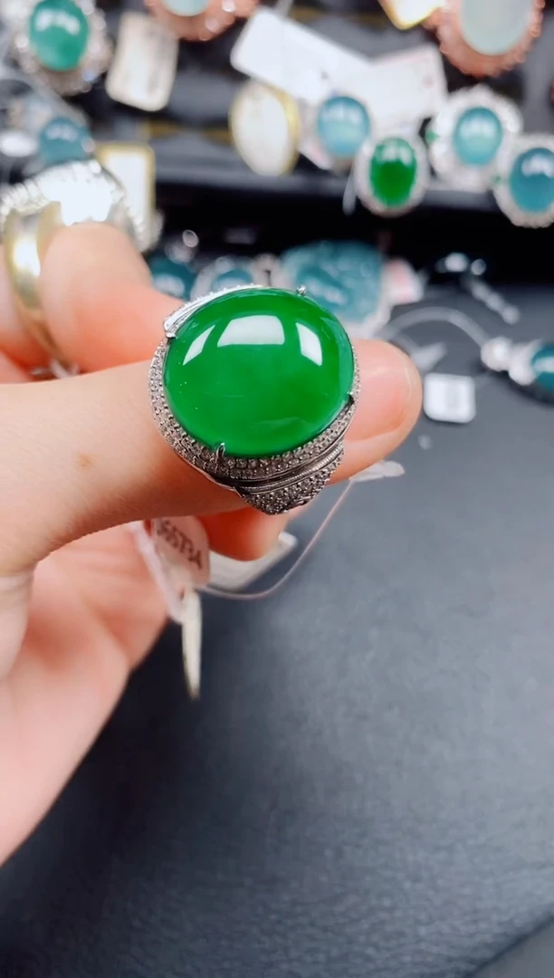 银S925镶嵌戒指翡翠翡翠