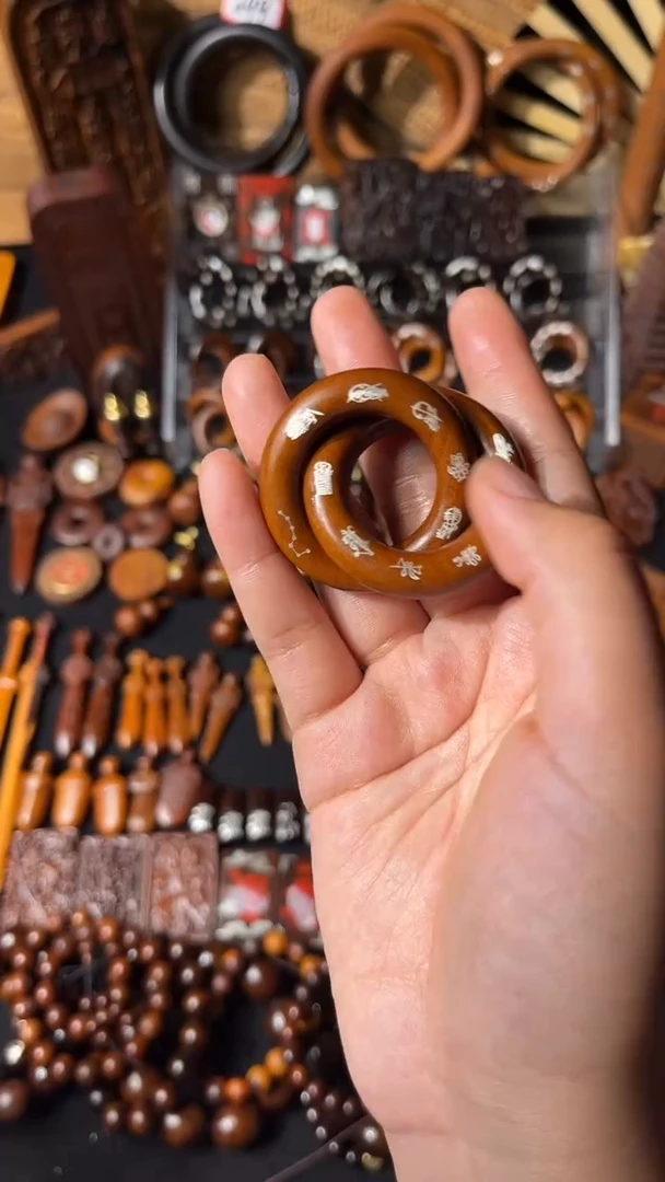 木雷击枣木 老料 镶银五雷五路 乾坤圈