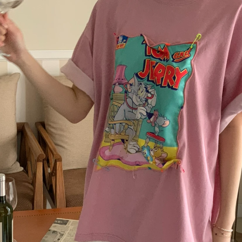 韩国东大门卡通猫和老鼠短袖两色NO退NO换