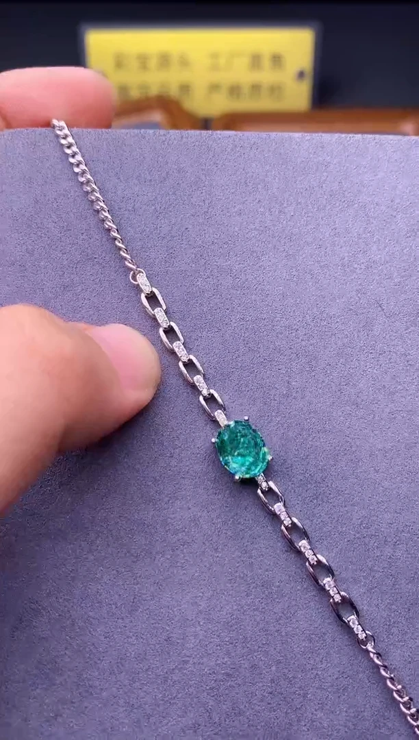 手链银S925镶嵌帕拉依巴碧玺00000