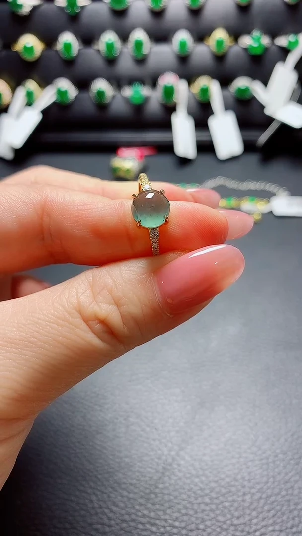 银S925镶嵌戒指翡翠天然翡翠A货s925银镶