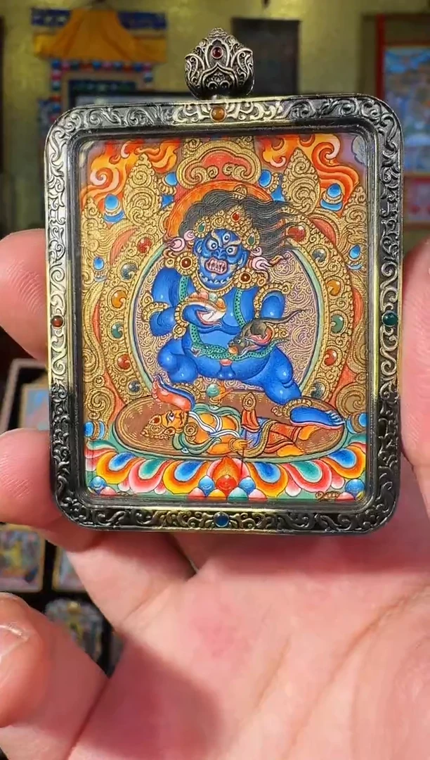 吊坠新年福利尕藏才让纯手绘唐卡黑财神