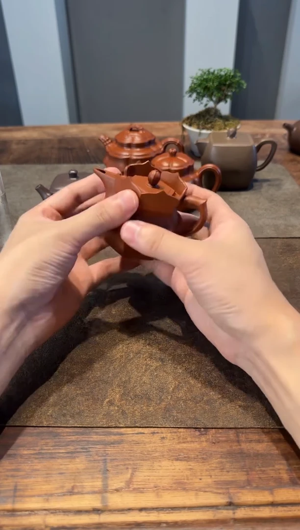 茶壶紫砂褪**风朱泥小僧帽90cc