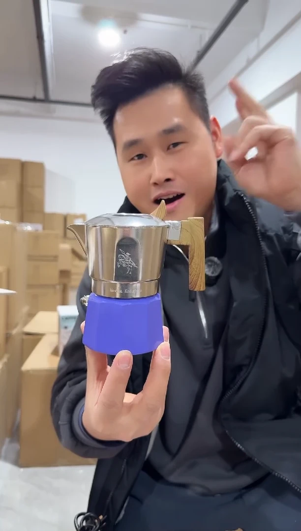 【本紫骑士】6代双阀2杯白陶内胆摩卡咖啡壶