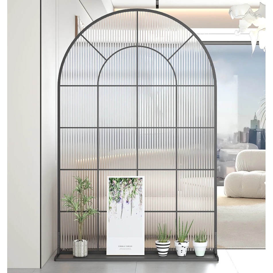 移动长虹玻璃屏风隔断客厅办公玄关入户正对门拱形铁艺假窗装饰墙