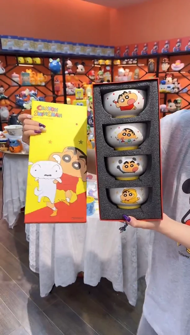 瓷片@@蜡笔小新4.5寸四碗礼盒装