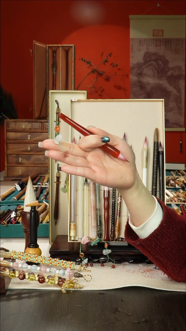 204号闪孤品高货毛笔链接 清水试笔 蘸墨不退