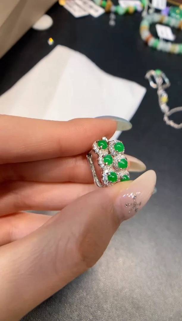 银S925镶嵌翡翠耳饰耳包