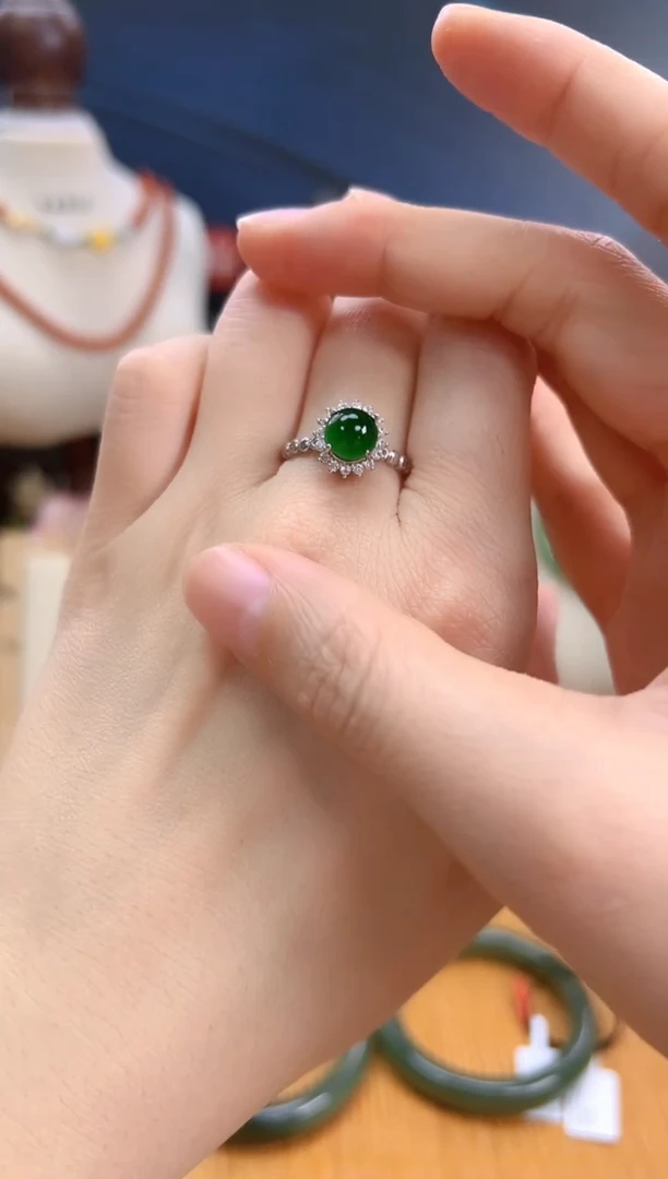银S925镶嵌戒指翡翠多样性拍一发一cg