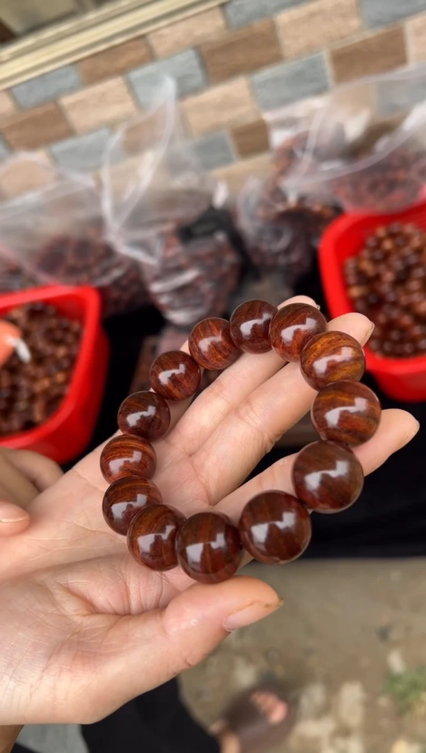 黄花梨/降香黄檀A011海南黄花梨1.8圆珠手串全紫料多样性发一