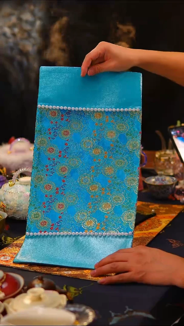 079茶席茶席50x25cm蓝色拼接款