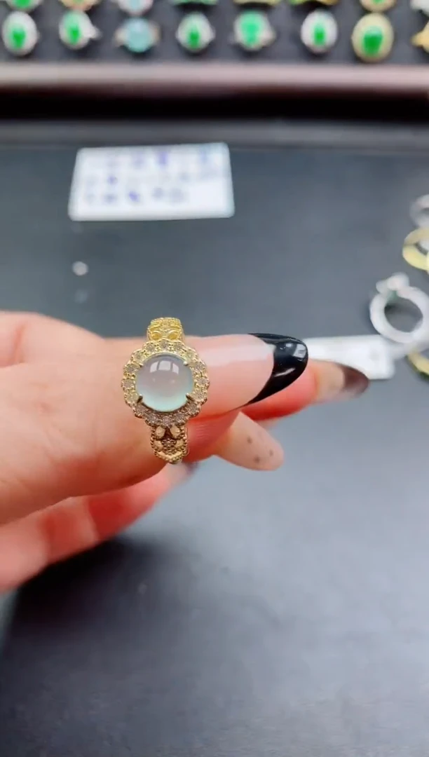 银S925镶嵌戒指翡翠1