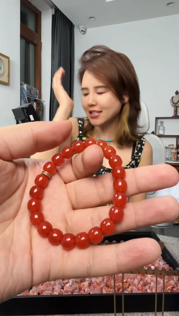南红玛瑙18K金镶嵌挂件Lnh250520-06