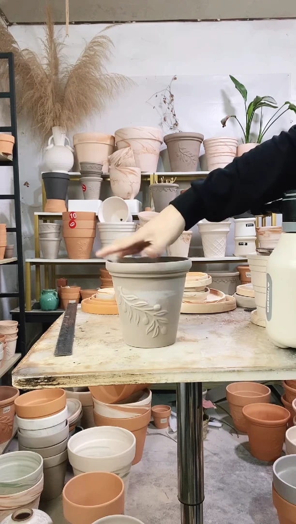 瑕疵无售后16*15灰陶浮雕 1盆无托