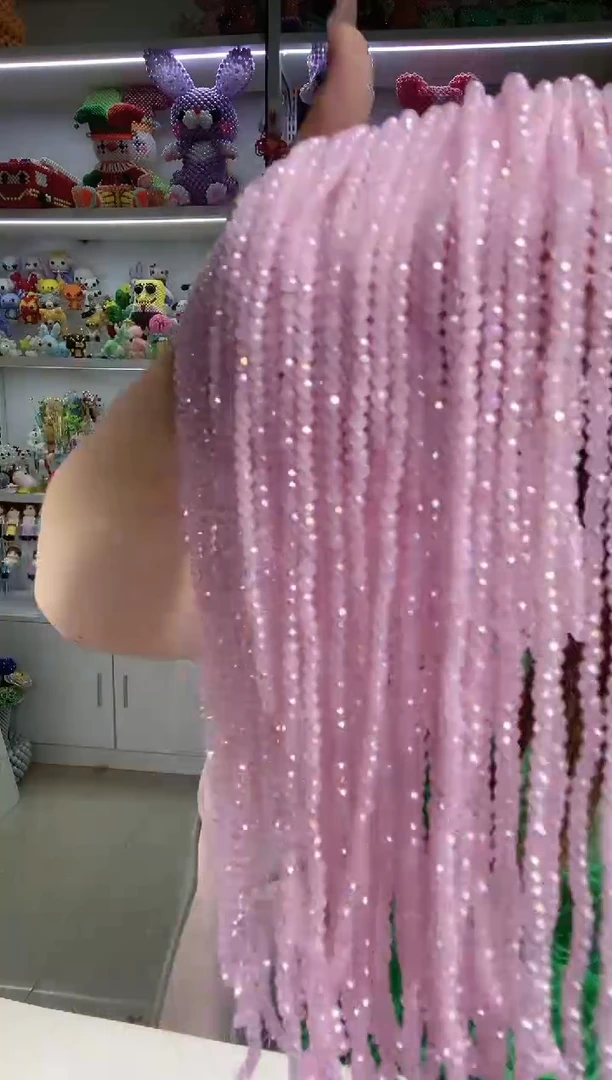 玻璃1441卡4水晶玉料镀ab10条粉玉