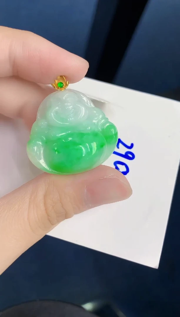 颈饰18K金镶嵌翡翠天然翡翠缅甸A货