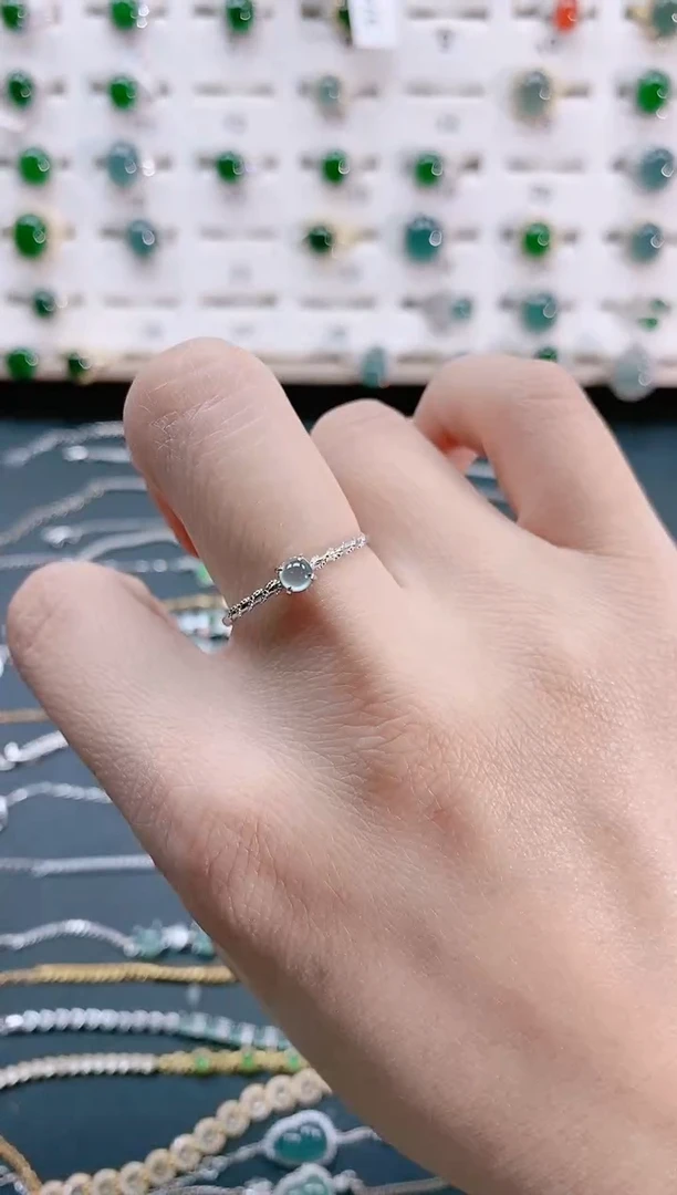 【闪购商品】翡翠戒指银S925镶嵌天然翡翠