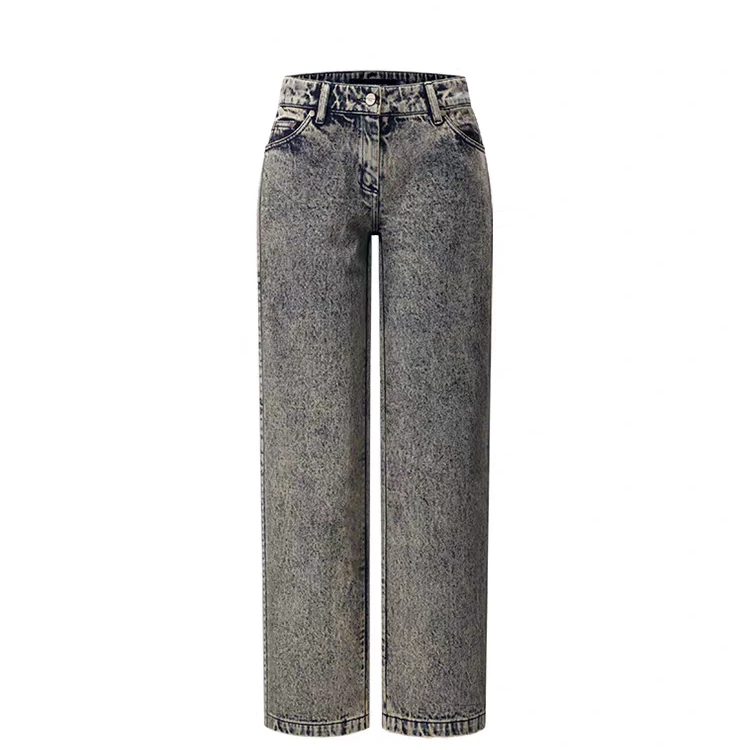 以类设计师品牌SHORT SENTEHCE雪花靴形牛仔长裤复古风裤子30956