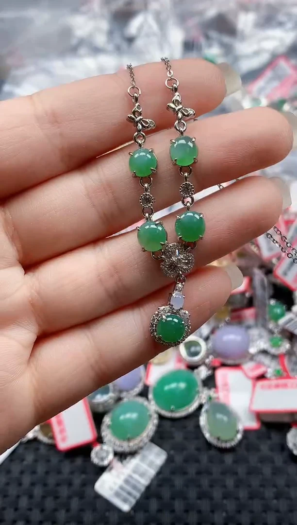 银S925镶嵌戒指翡翠天然A货缅甸翡翠