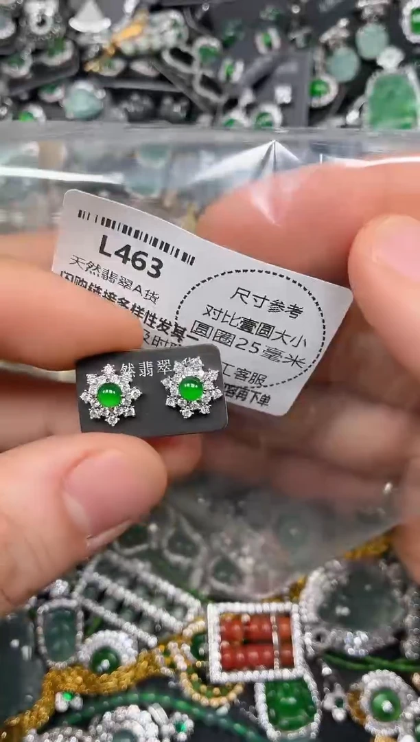 颈饰未镶嵌翡翠L463耳钉