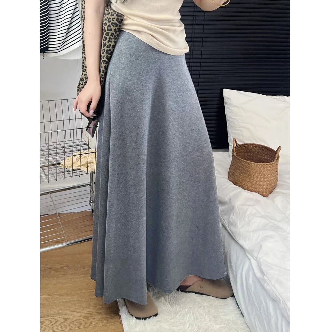 A字秋冬伞裙黑色半身裙2025女款爆款灰色裙子百搭打底长裙新款