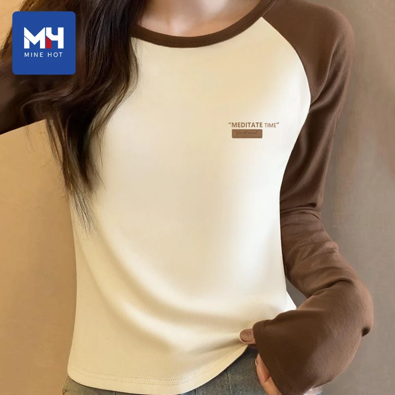 唐狮集团MH长袖t恤女2025新款春秋外穿薄款打底衫小个子简约上衣H