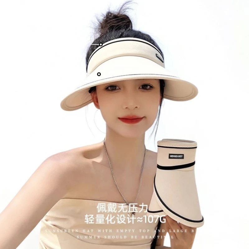 聖帝名轩防紫外线可折叠空顶大帽檐帽子防晒渔夫帽遮阳帽女士