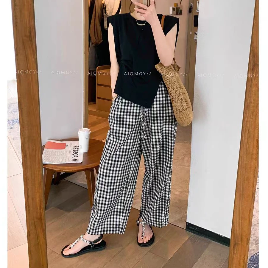 9902格子时尚新款休闲裤