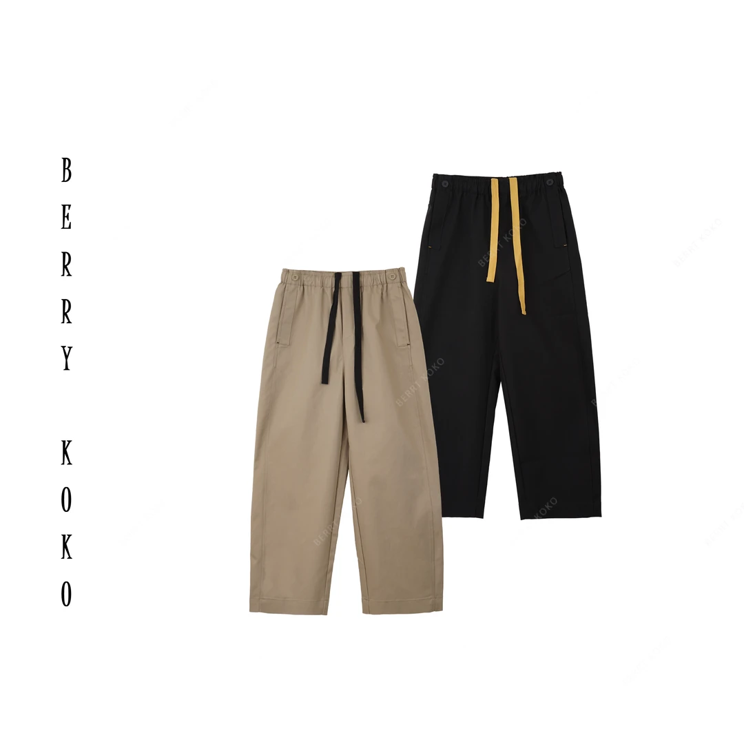 四季抽绳松紧腰高定洗水棉工装旅行速干9分裤时尚百搭休闲 250626