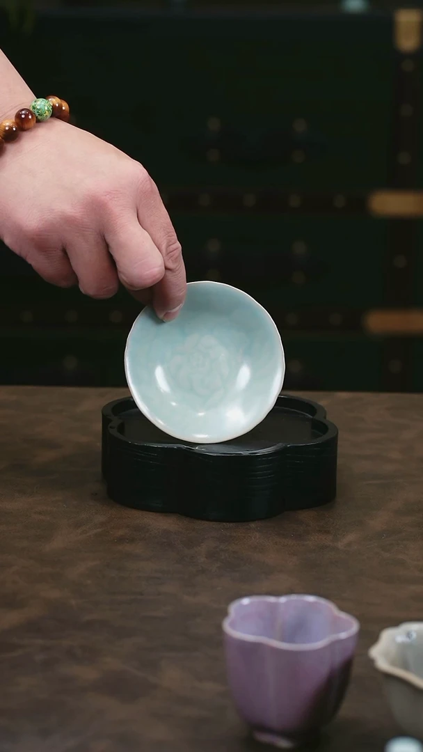 【闪购商品】W宝丰宋官窑原产地仿古釉汝瓷牡丹碟