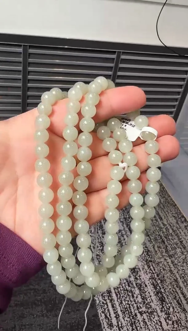 项链未镶嵌和田玉近矿高青白项链卡8